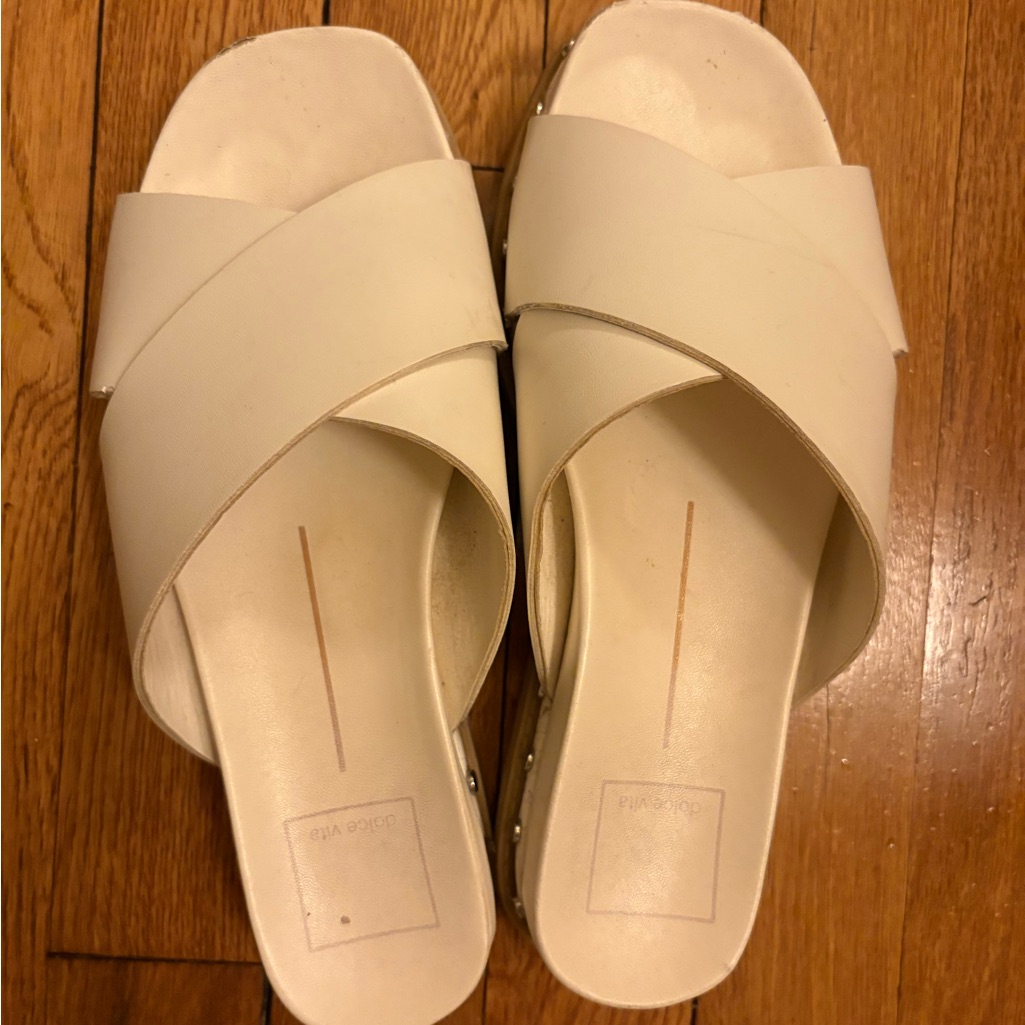 Dolce Vita White Slide Sandals